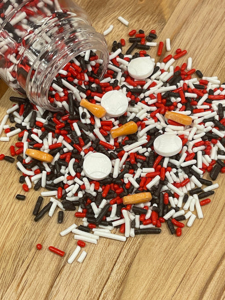 Red, Black and White Baseball Sprinkle Medley